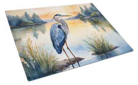 Blue Heron in the Golden Hour Glass Cutting Board Decorative Tempered Glass Kitchen Cutting and Serving Board Large Size Chopping Board